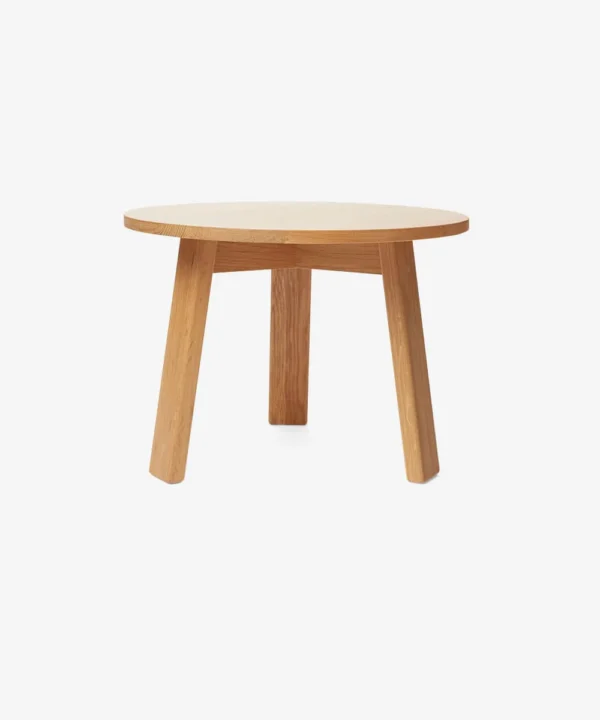 Round Wooden Coffee Table with Carved Pedestal